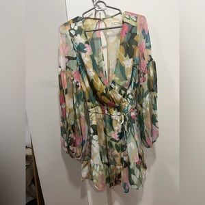 3/4 sleeve length floral dress